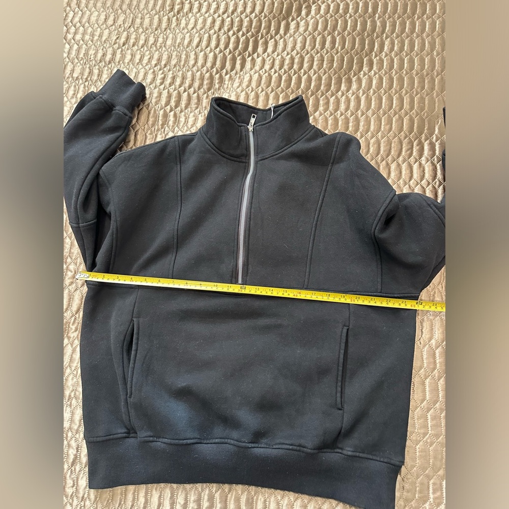 AUTOMET Womens Sweatshirt Black Half Zip Cropped Pullover Fleece Size Medium - Picture 8 of 10